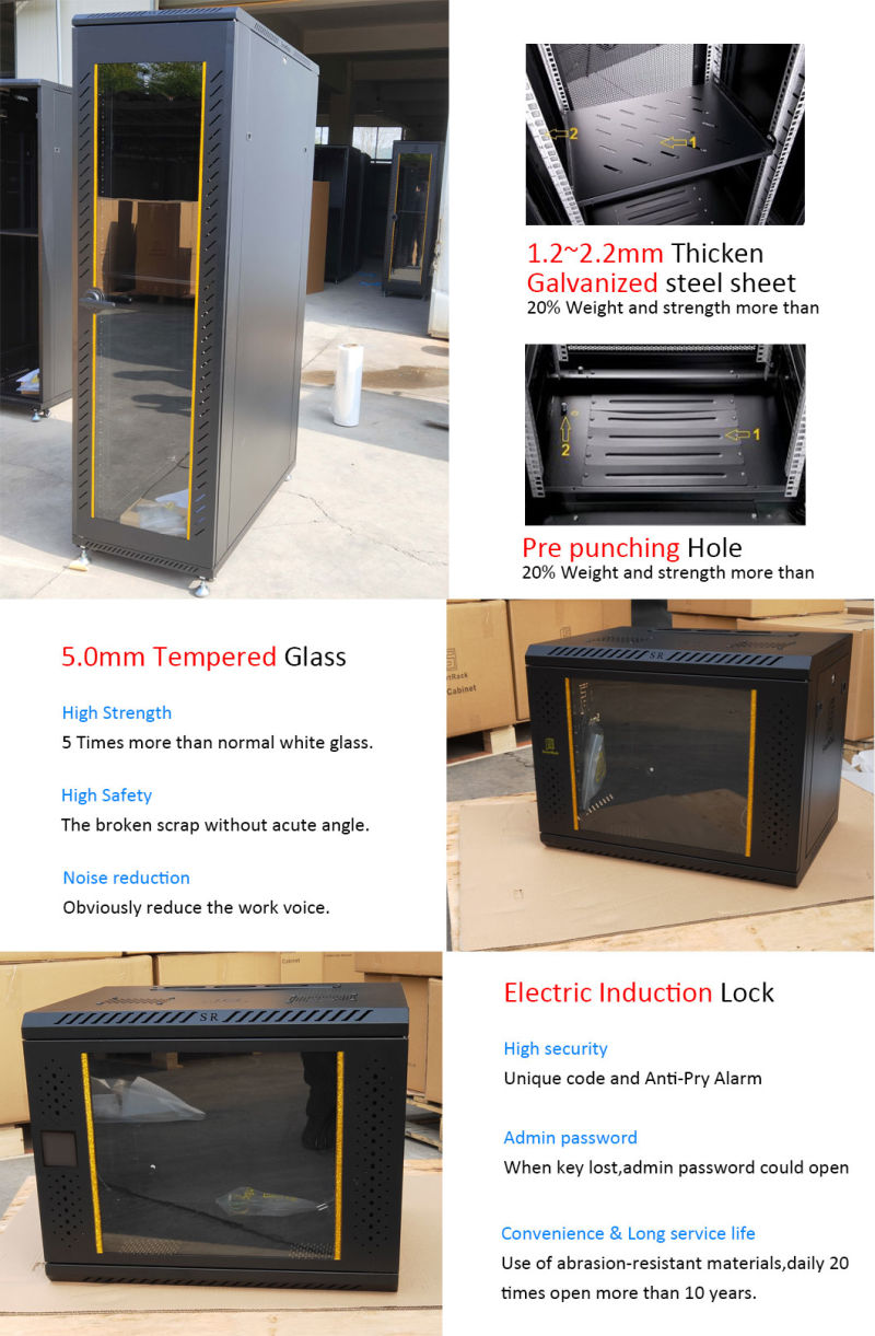 Factory Network Cabinet Enclosure Rack Glass with Fan