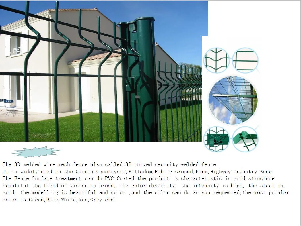 Rodent Proof Green Black PVC Coated Galvanized 3D Triangle Bend Folding Fencing