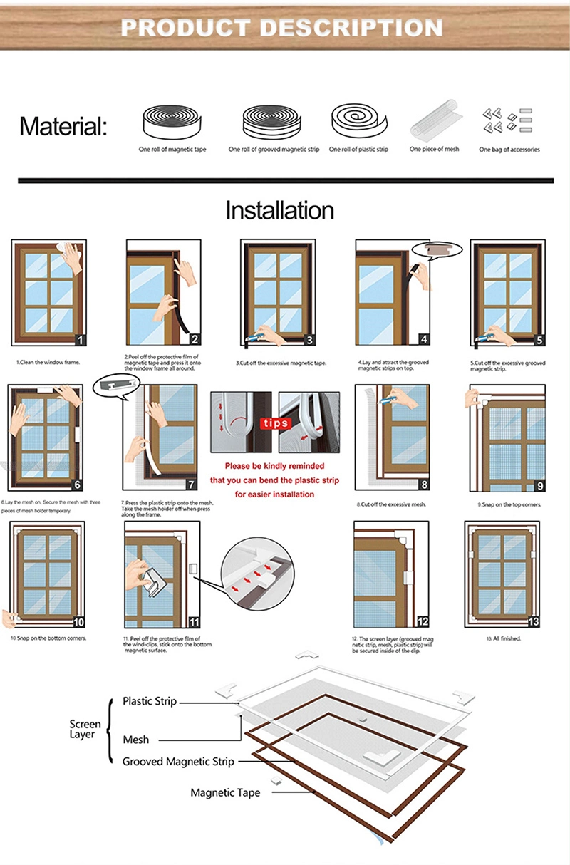 Magnetic Screen Window Anti Mosquito Net Window Insect Screen Window