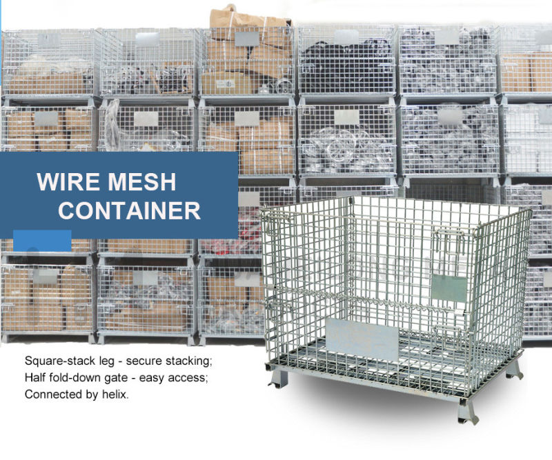 Galvanized Welded Steel Transport Foldable Storage Wire Mesh Cage