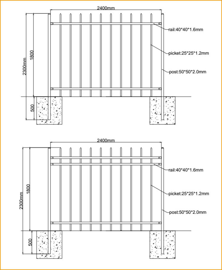 Decorative House ISO9001 Cheap Wrought Iron Fence/Metal Steel Fence