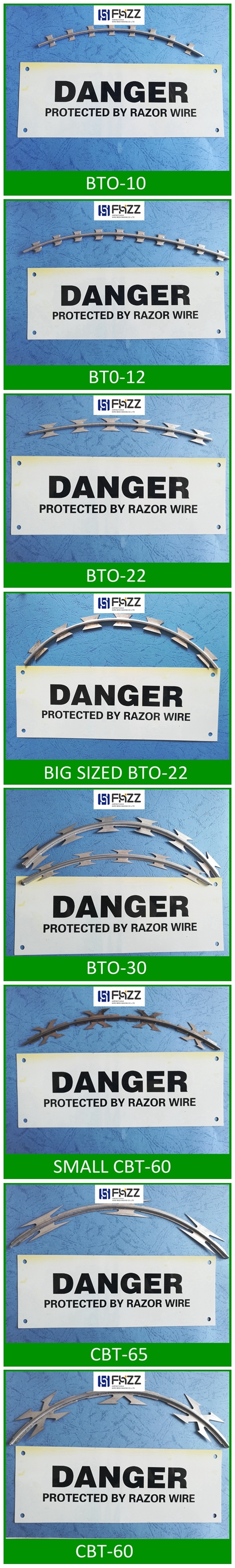 Galvanized Razor Wire Coil Fence with Barbed Wire Fence