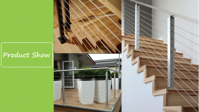 Modern House Staircase Railing with Stainless Steel Cable Fence