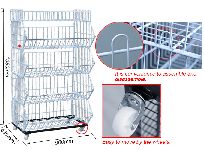 Giantmay Retail Shop Basket Grid Display Mesh Metal Wire Shelf