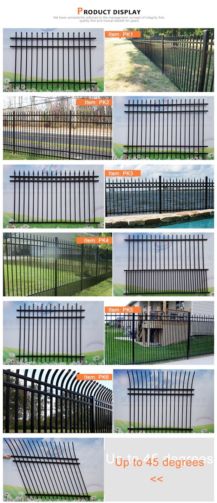 Powder Coated Galvanized Stair Fence Metal Fence