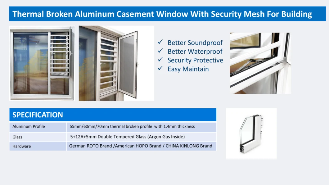 Thermal Broken Window for Commercial Building with Security Mesh for Phillippine Market