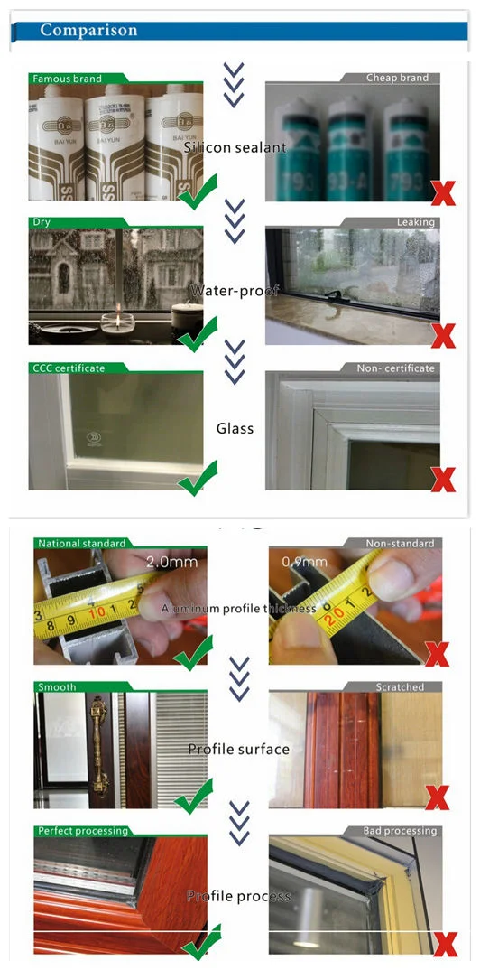 Tempered Glass Sound Insulation Aluminum Window with Fly Screen|Casement Window Installation