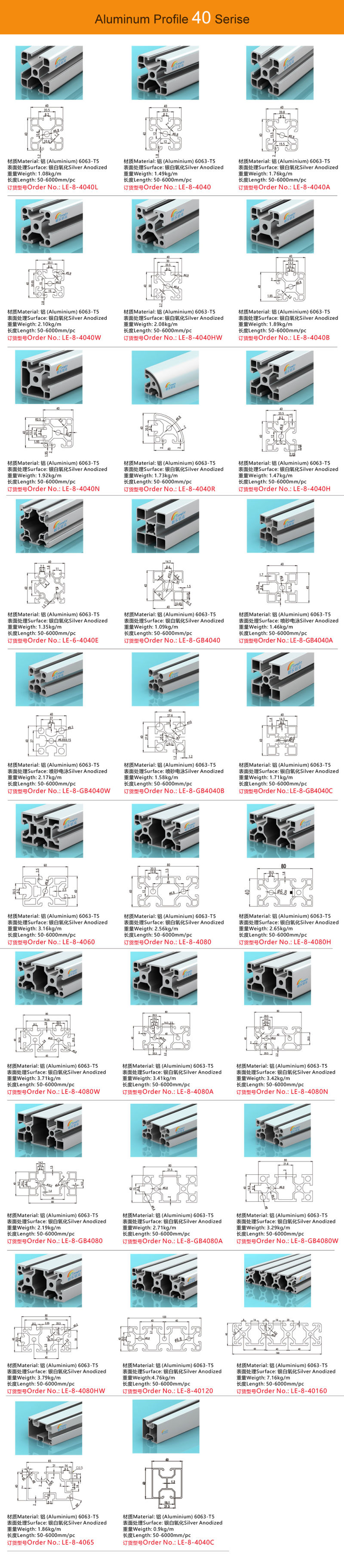 China Top Aluminium Profile Manufacturers Supply 40X40 Aluminium Profile/Industrial Aluminium Profile