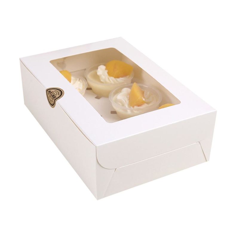 Bread Box Kraft Paper Cupcake Box Bakery Cake Container with Insert Display Window Dessert Storage Boxes