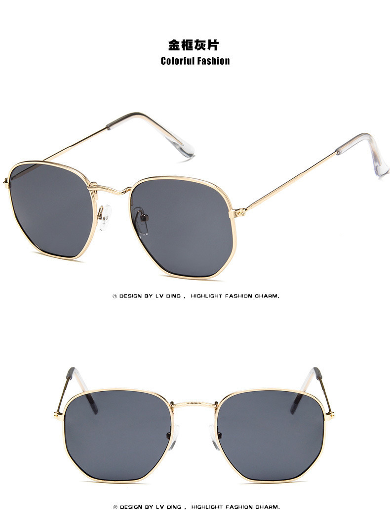Metal Polygon Sunglasses Small Frame Ocean Sheet Sunglasses