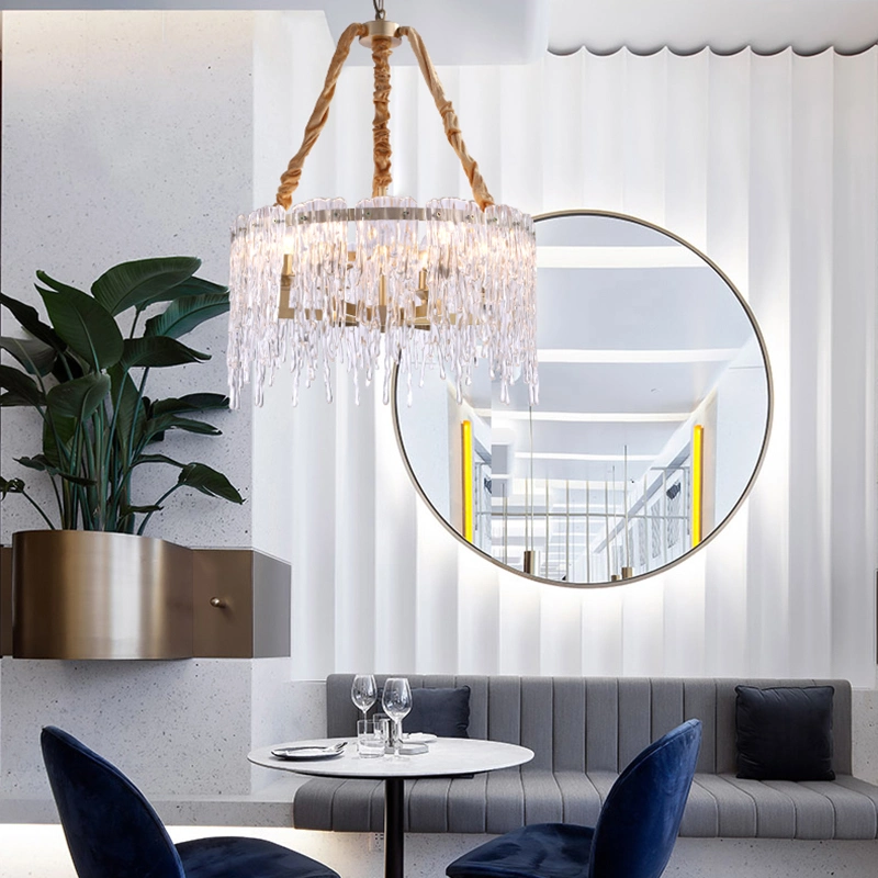 Crystal Creative Living Lights Living Room Villa Copper Pendant Lamp