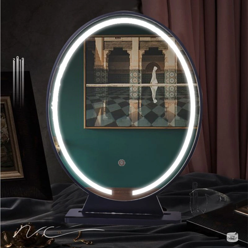 Round Vanity Mirror HD Desktop Desktop Bedroom with LED Light Vanity Mirror