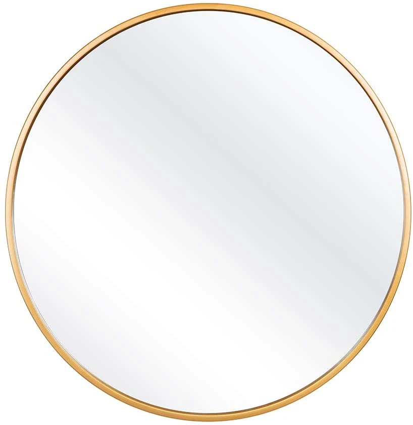 27.56 Inch Large Round Wall Mirror - Contemporary Circle Mirror for Accent Bedroom Living Room Entryway, Metal Gold Frame Mirror