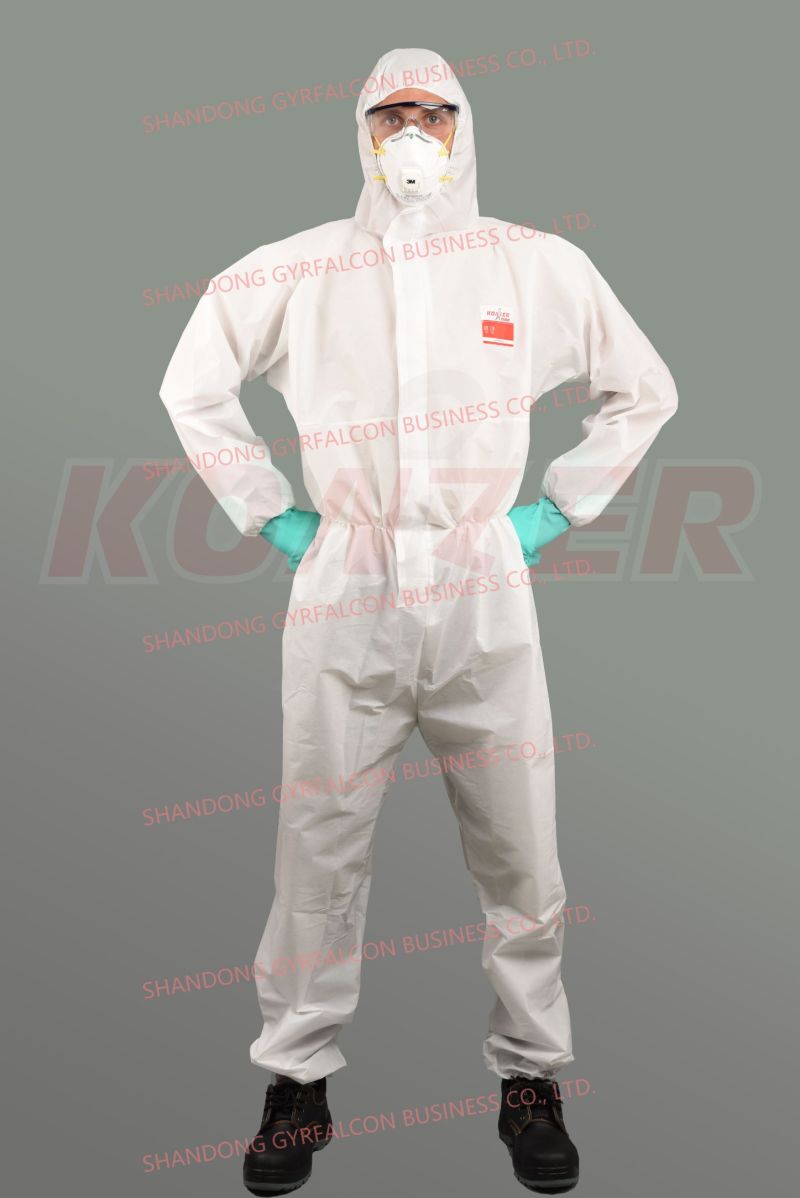 Konzer1500 Disposable Protective Coverall Suit with Anti-Bacterial Microporous Nonwoven Fabric
