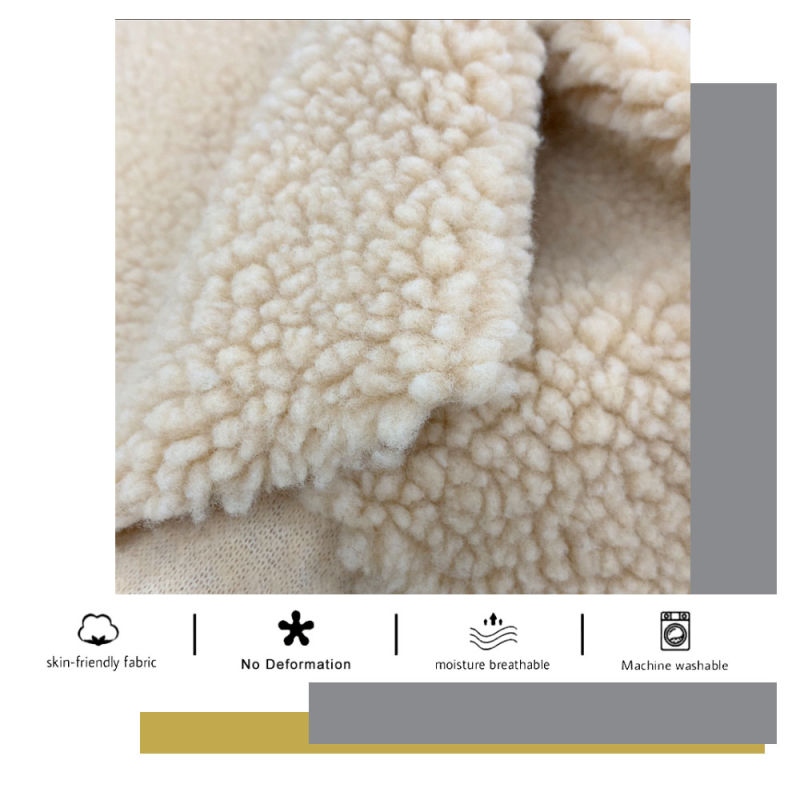Downproof 100% Polyester Wool Faux Fur Double Sided Sherpa Fleece Knitting Fabric for Lining Fabrics and Overcoat