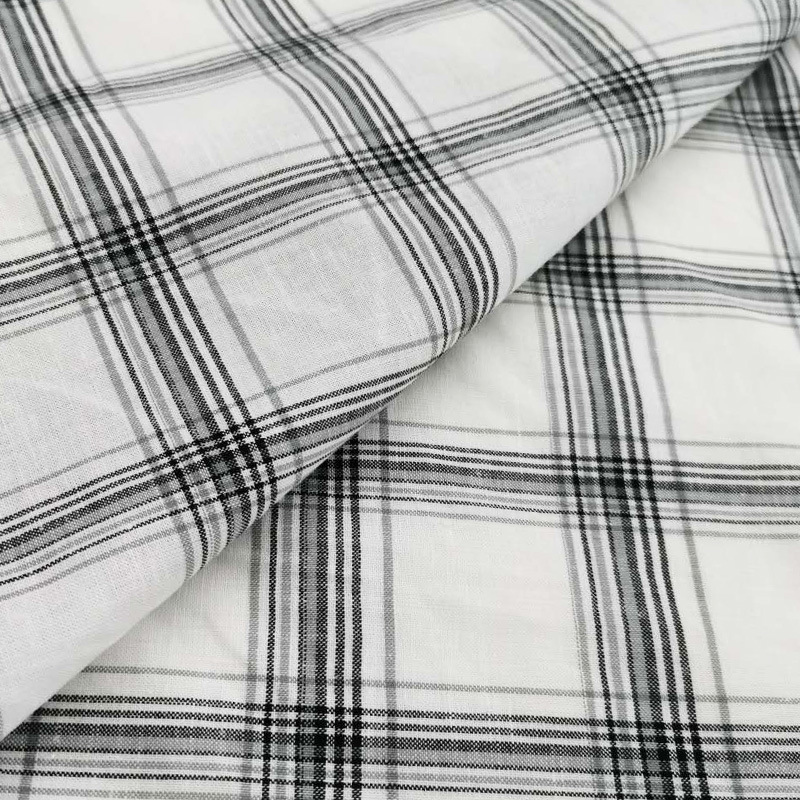 55% Linen 45% Cotton Yarn Dyed Fabric for Mens Shirts Plaid Style French Linen Better Cotton Bci
