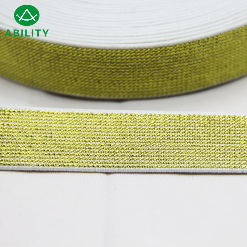 100% Polyester Gold Silver Lurex Jacquard Woven Elastic Tape