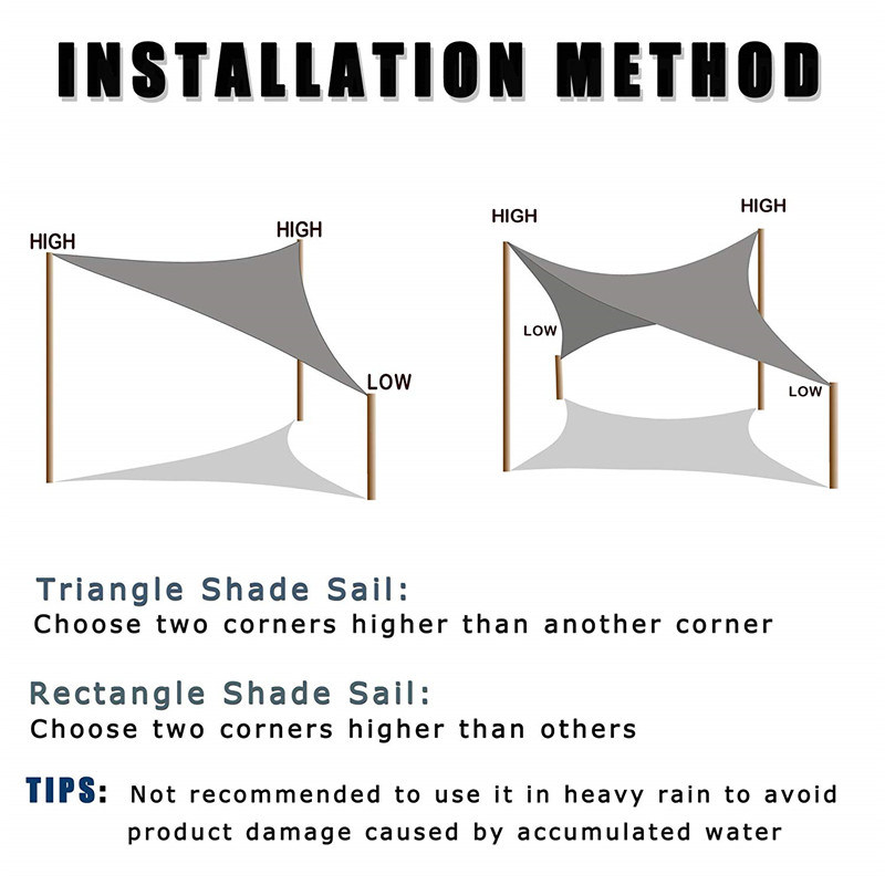 Beige Sun Shade Sail Rectangle Canopy - Permeable UV Block Fabric Durable Outdoor
