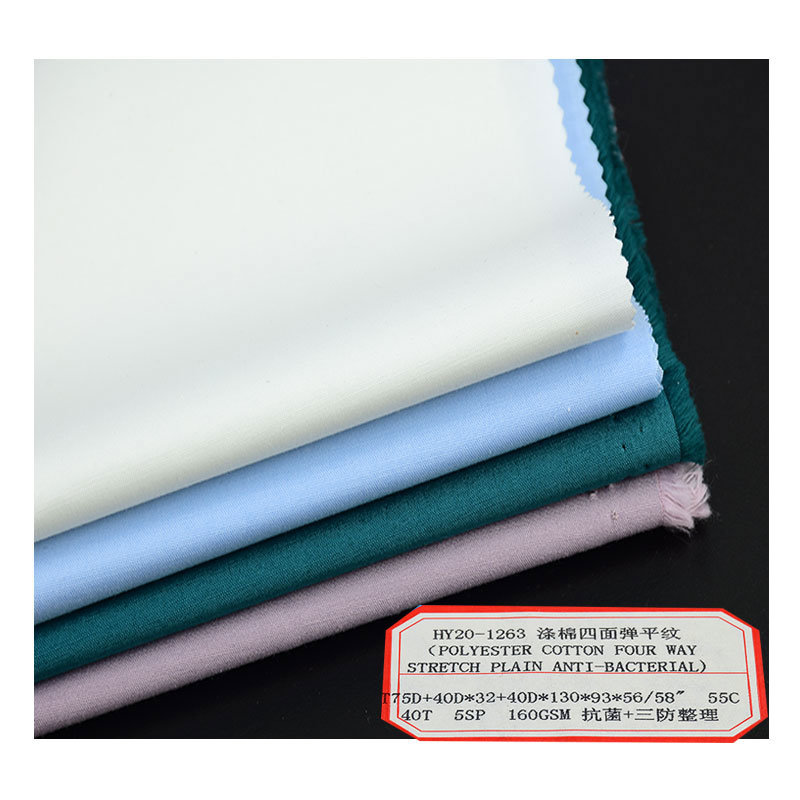 Polyester Cotton Spandex Antibacterial Fabric Medical Dress Shirt Fabric