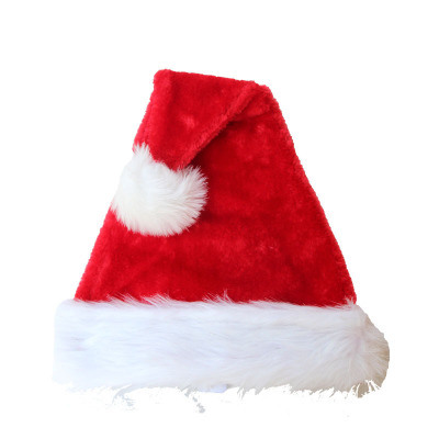 Adult's Santa Hat, Velvet Christmas Hat with Plush Trim &and Comfort Liner Kids Red Christmas Hat