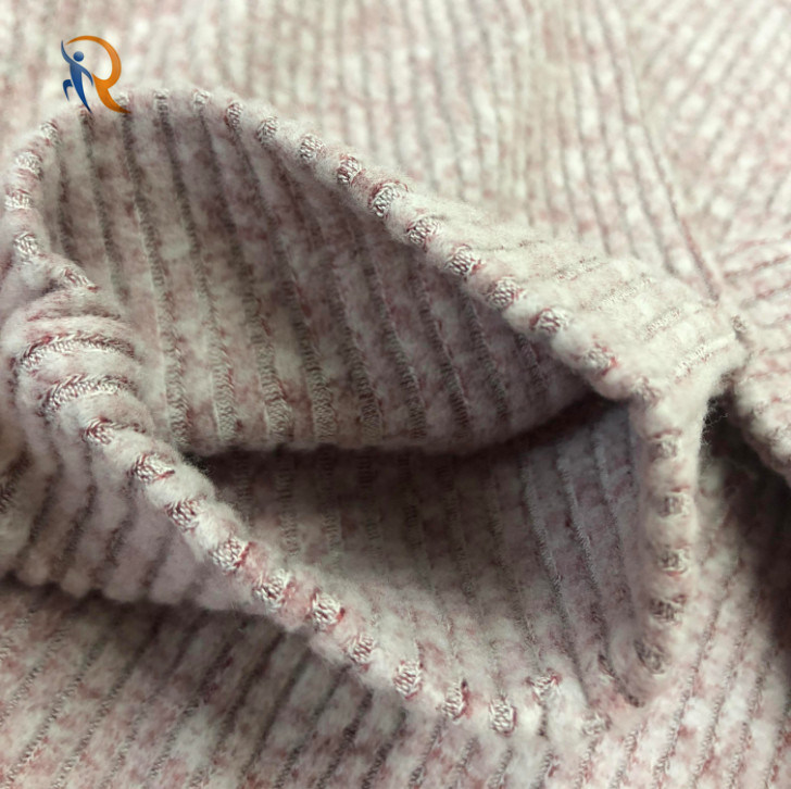Women Heather Pink Rayon Sweater Rib Brushed Hacci Pullover Knit Ribbing Fabric Comfortable Soft Sweatshirts