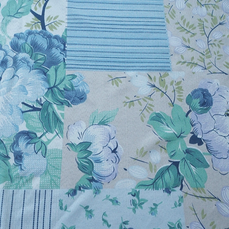 Custom Pigment Printed Fabric 150cm-280cm Width Blue Print Textile Fabric Polyester Printed Fabric