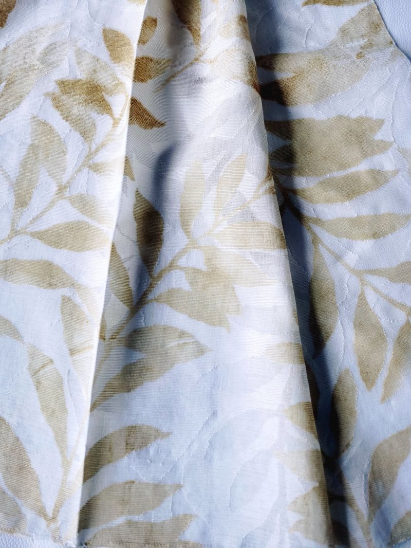 Burn out Fabric Linen Looks Printed Curtain