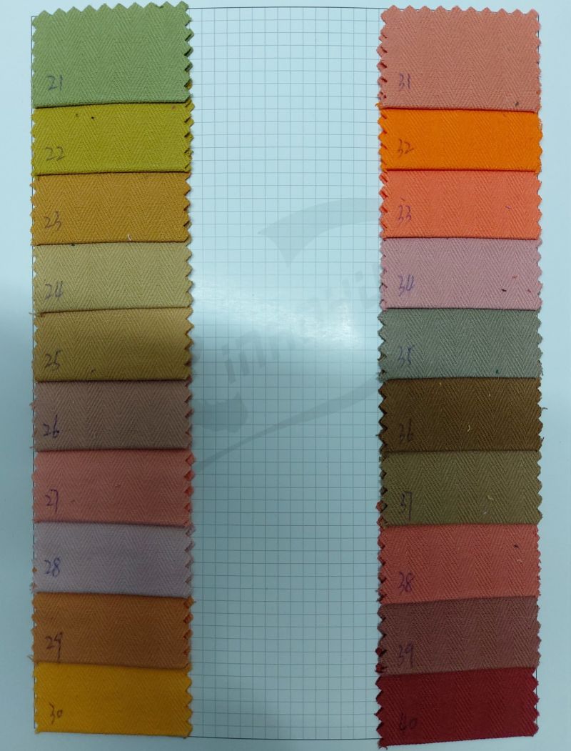 Stock 100 Cotton Herringbone Plain Dyed Fabric for Garment Fabric