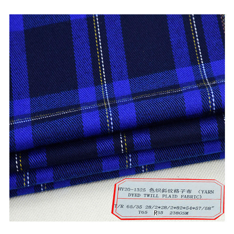 Polyester Viscose/Rayon Yarn-Dyed Twill Checked Fabric