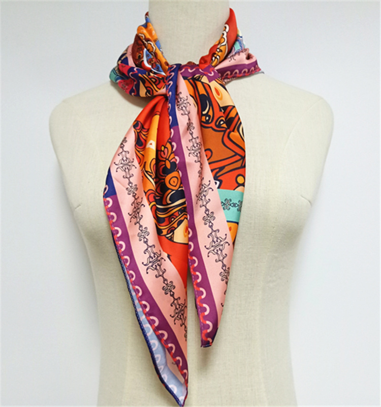 Woman Accessories Head Wrap Printed Printing Fabric Square Kerchief