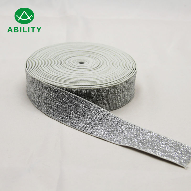 100% Polyester Gold Silver Lurex Popular Jacquard Woven Elastic Tape