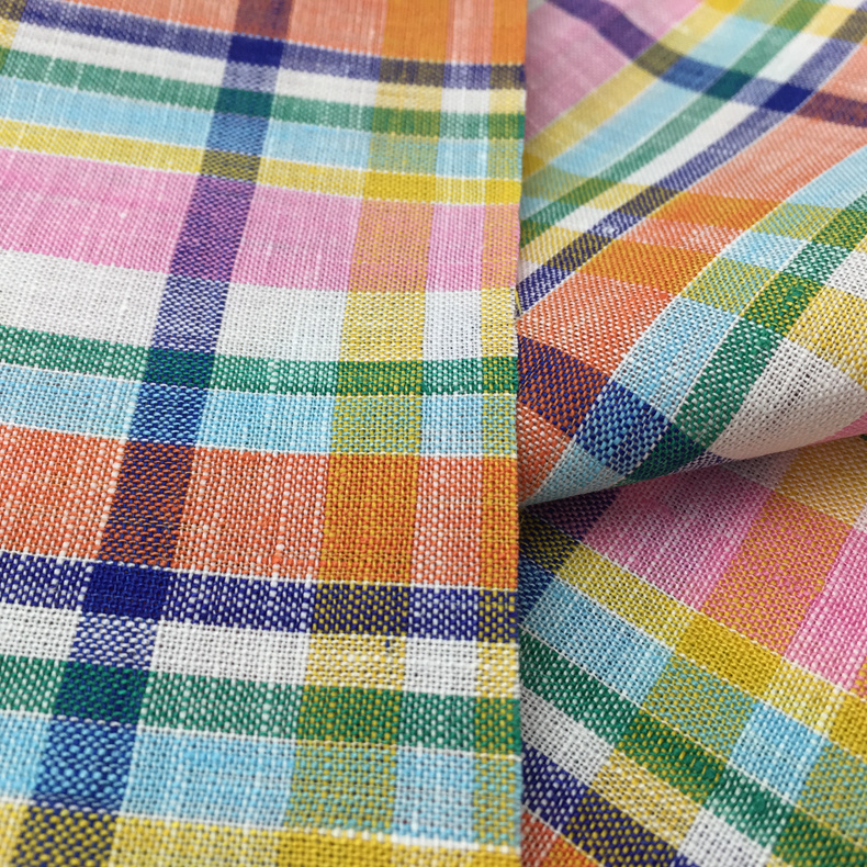 New Arrival Checked Linen Yarn-Dye Fabric for Garments and Hometextile