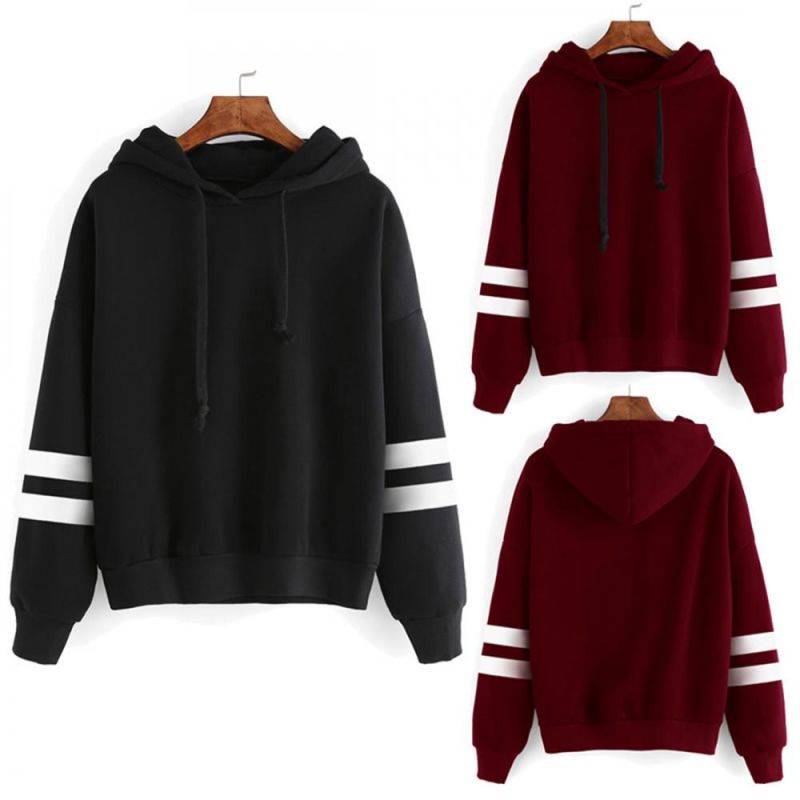 Fleece Women Sweatshirts Mixed Fabric & Cotton Different Size for Choice & Loose Patchwork Striped