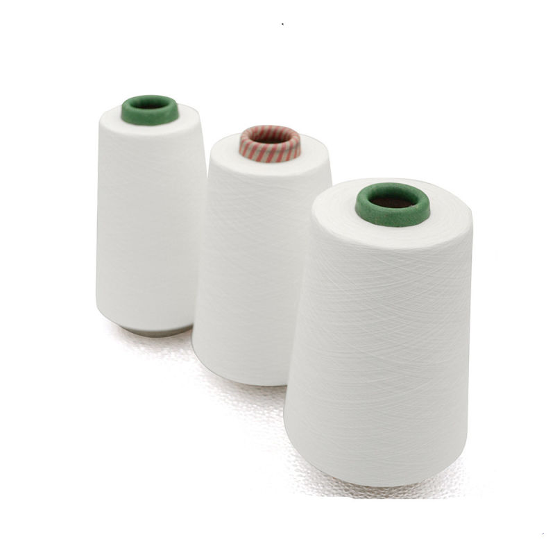 Raw White Polyester Spun Yarn 20s for Knitting Fabric