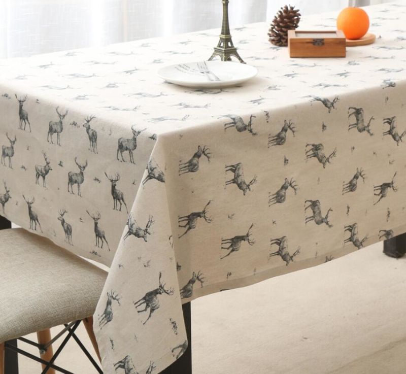 Rectangular Moose Nordic Cotton Linen Tablecloth