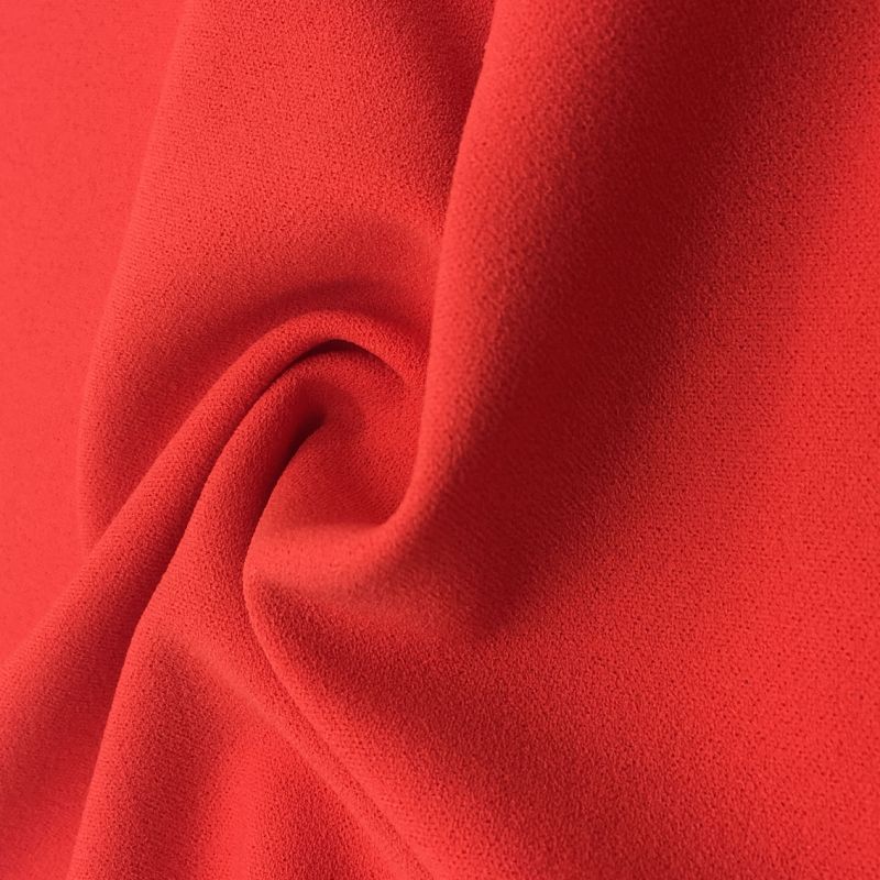 Red Solid Color Polyester Scuba Knit Fabric Spandex