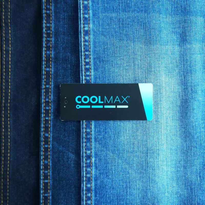 Cotton Coolmax Lycra Dark Blue Color Denim Fabric