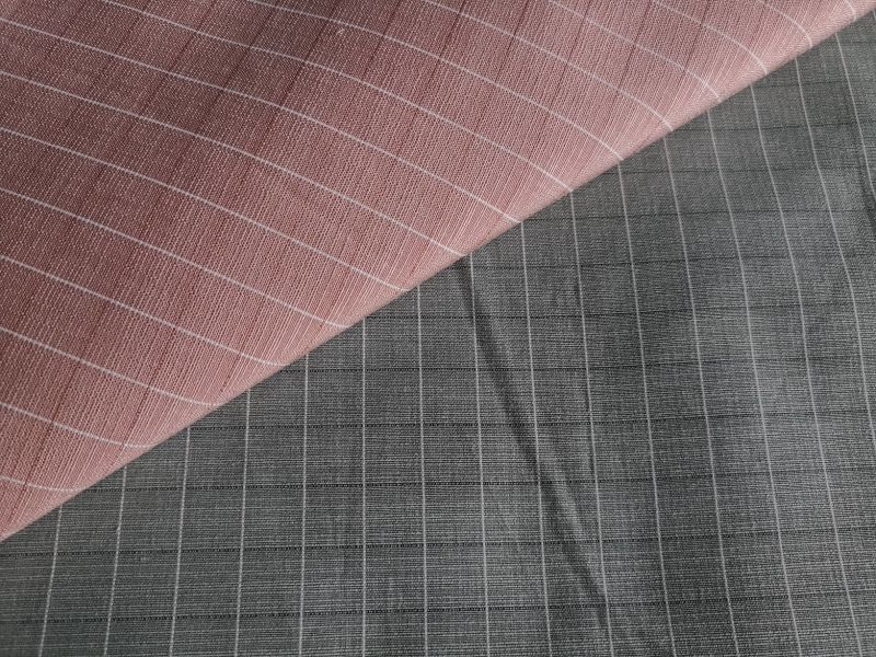 Polyester Cotton W1 Clothing Slub Checks Shirt Fabric