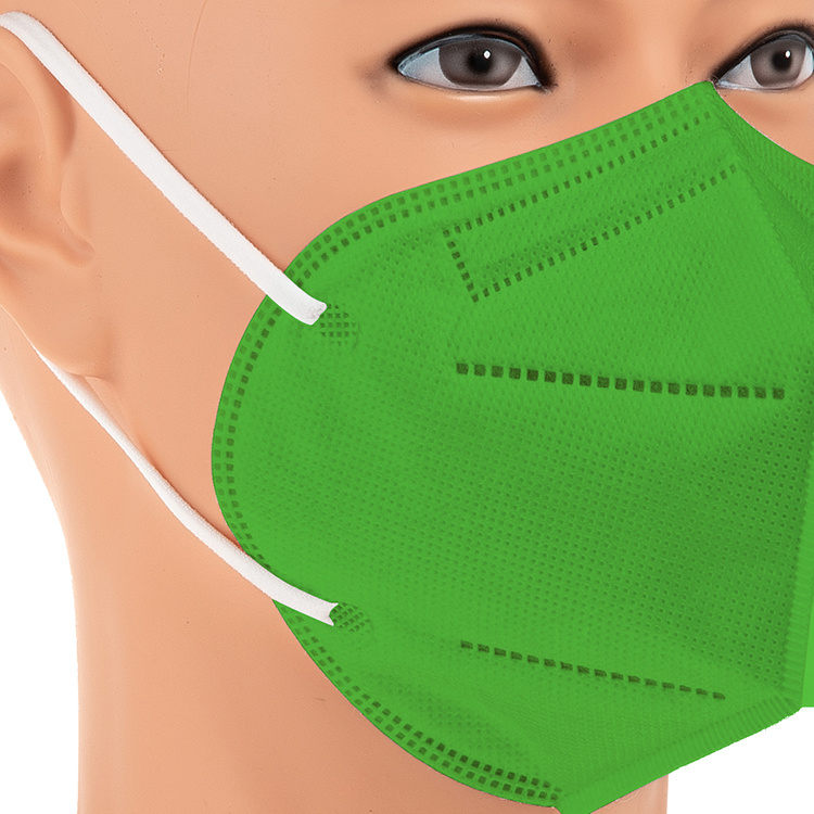 Green PPE En149 Protective Masks KN95 Nonwoven Fabric 5 Layer Protective