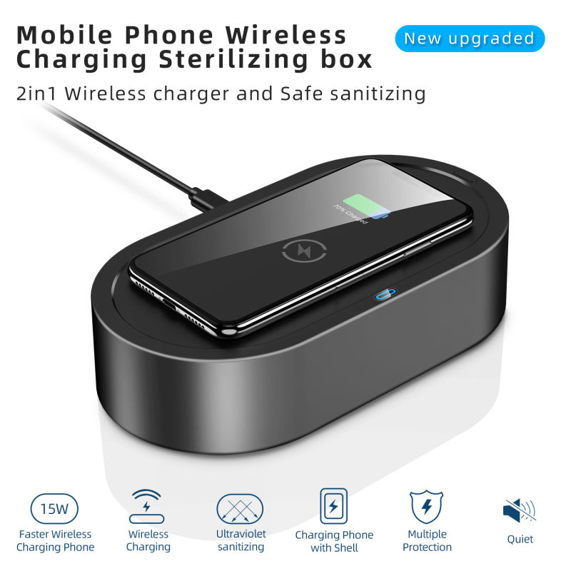 Wireless Charger and Ultraviolet Sanitizing for iPhone 12 / iPhone 11 / Samsung S20 / Samsung Note 10 / Huawei Mate 40 with Ultraviolet Germicidal Lamp