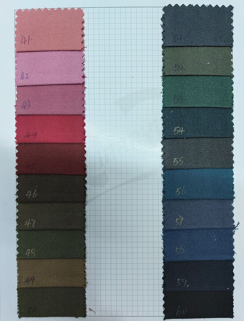 Stock 100 Cotton Herringbone Woven Dyed Fabric for Garment Fabric