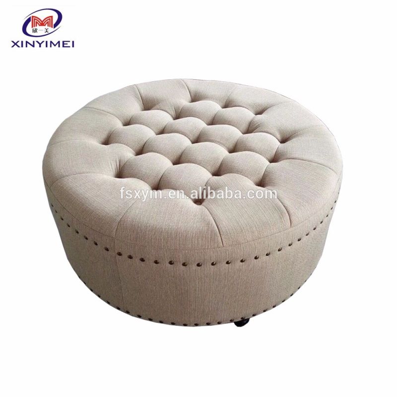 Home Furniture Leisure Chair Linen Fabric Upholstered Button Tufted Accent French Sofa Chairs