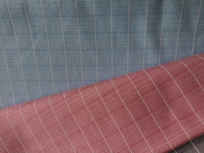 Polyester Cotton W1 Clothing Slub Checks Shirt Fabric