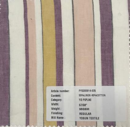 Yarn Dyed Stripe Fabric Linen Cotton Fabrics