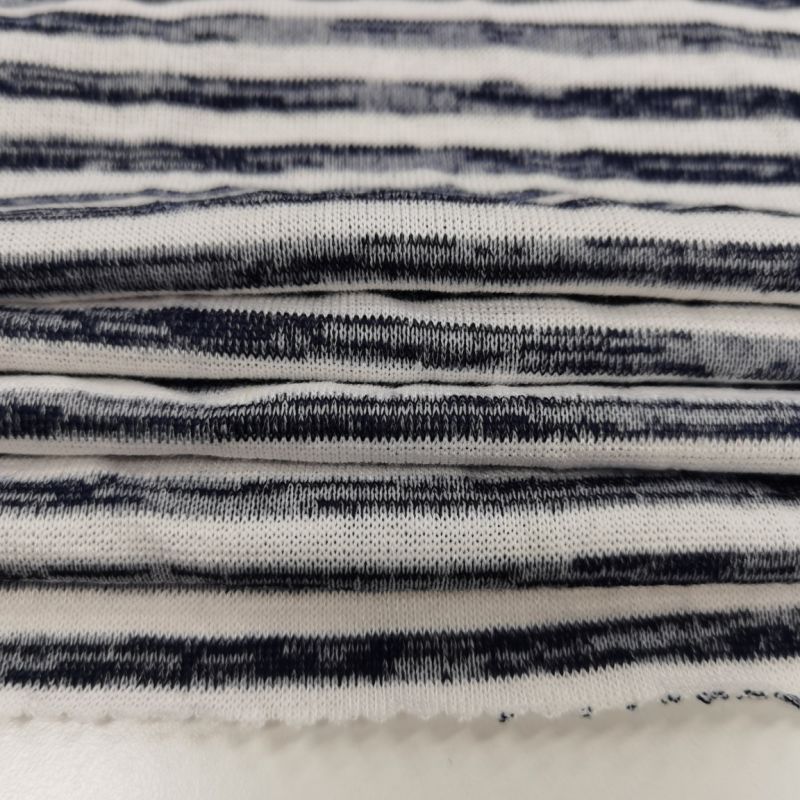 China Fashion Soft Knitted Rayon Polyester Spandex Elastic Colored Striped Coarse Needle Sweater Knitted Fabric