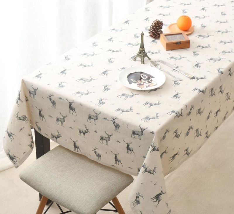 Rectangular Moose Nordic Cotton Linen Tablecloth