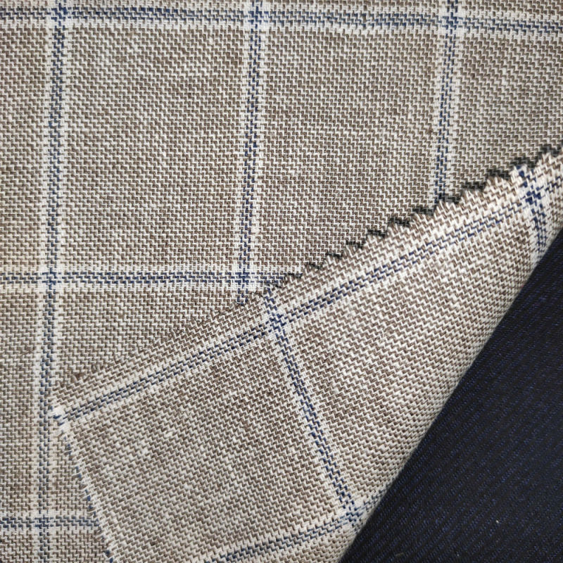55% Linen 45% Cotton Check Yarn Dyed Woven Fabric
