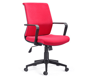Middle Back Red Mesh and Fabric Upholstered Chair Office Chair