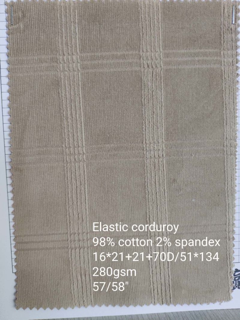 Elastic Corduroy Checks Design Leisure Cozy Garment Material