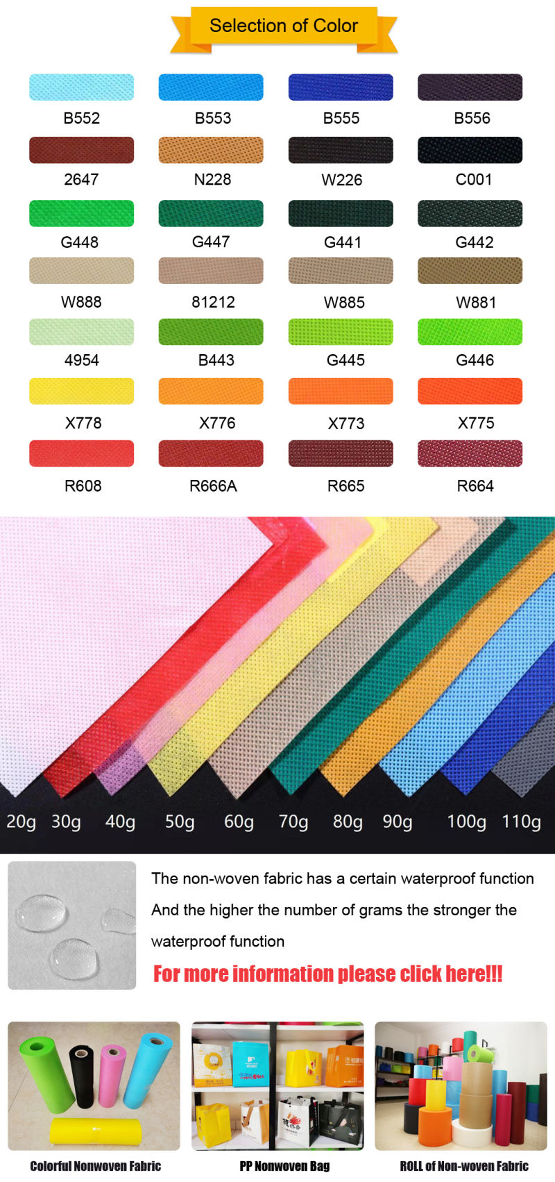 Wholesale 100% PP/Polypropylene Spunbond Nonwoven Fabric/Non Woven Raw Material